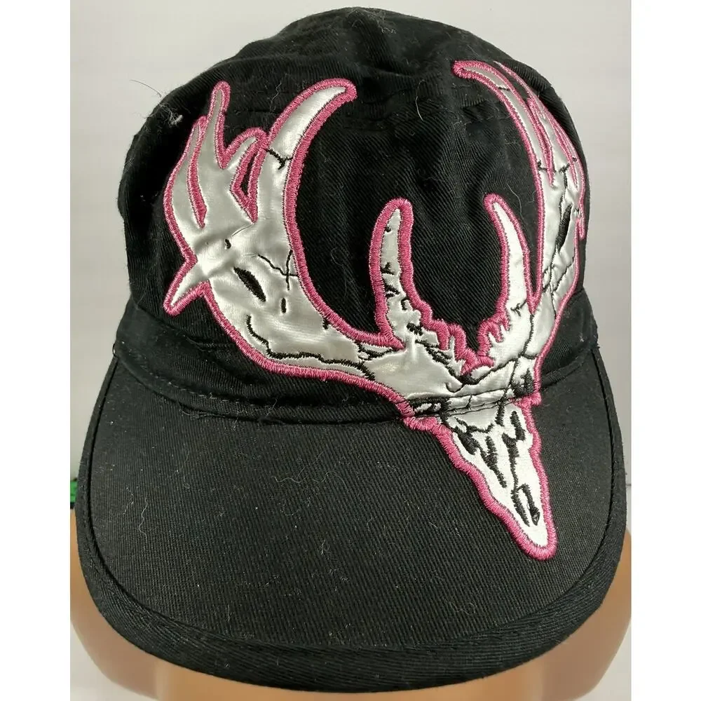 Girls With Guns Cadet Cap Hat Black Pink Embroidered Logo Silver Adjustable